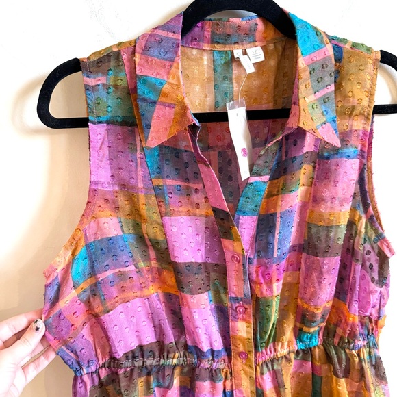 NWT Cato Colorful Sheer High Low Top - Picture 4 of 6